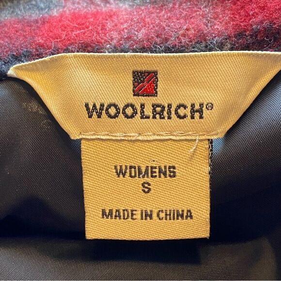 Woolrich Plaid Pea Coat Red Black Gray Size Small - Picture 2 of 13